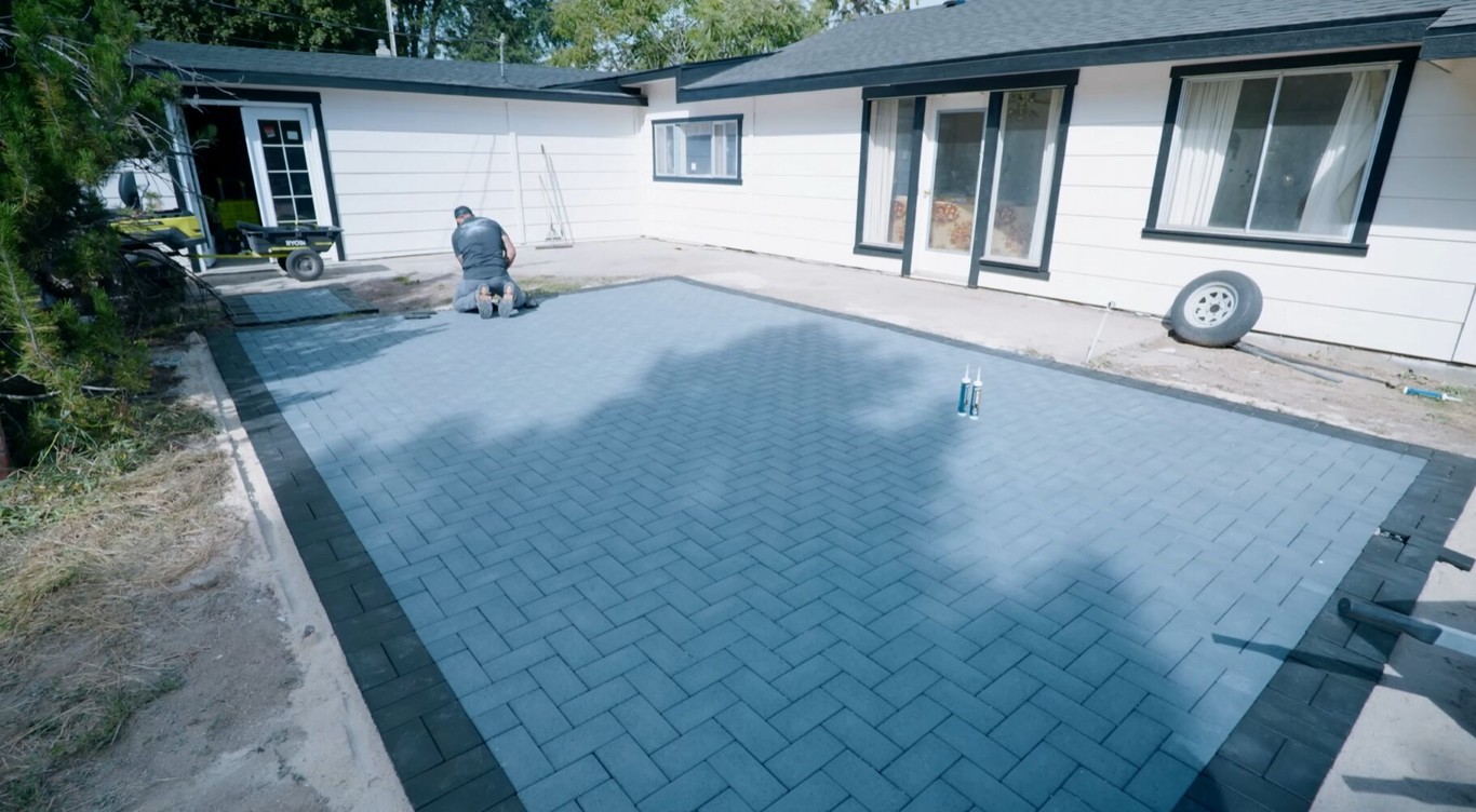 Decorative stamped concrete patio installation in Fond du Lac, WI